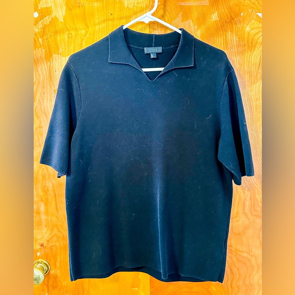 Black Open-Neck Polo from COS
